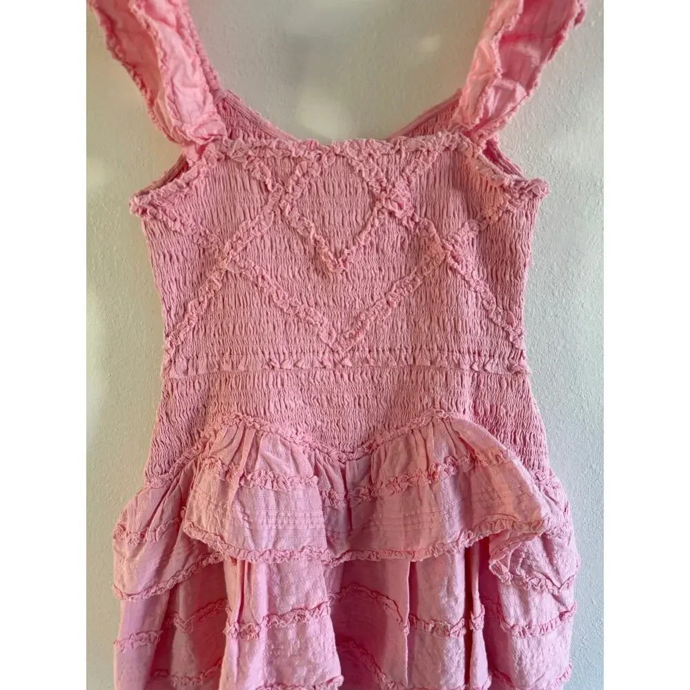 LoveShackFancy NWT Marsinia Large Ruffle Cotton Dress in Bubblegum Pink - Picture 7 of 16